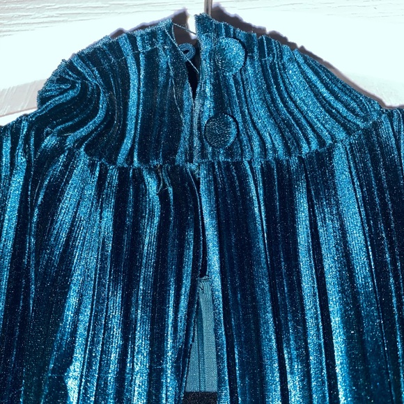 Velvet teal jumpsuit - Picture 5 of 6